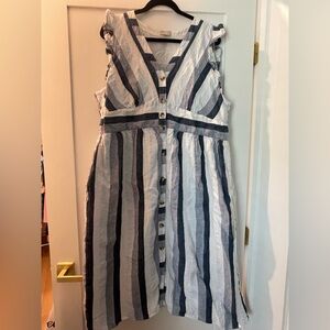 Striped Blue and White Button-Down Dress